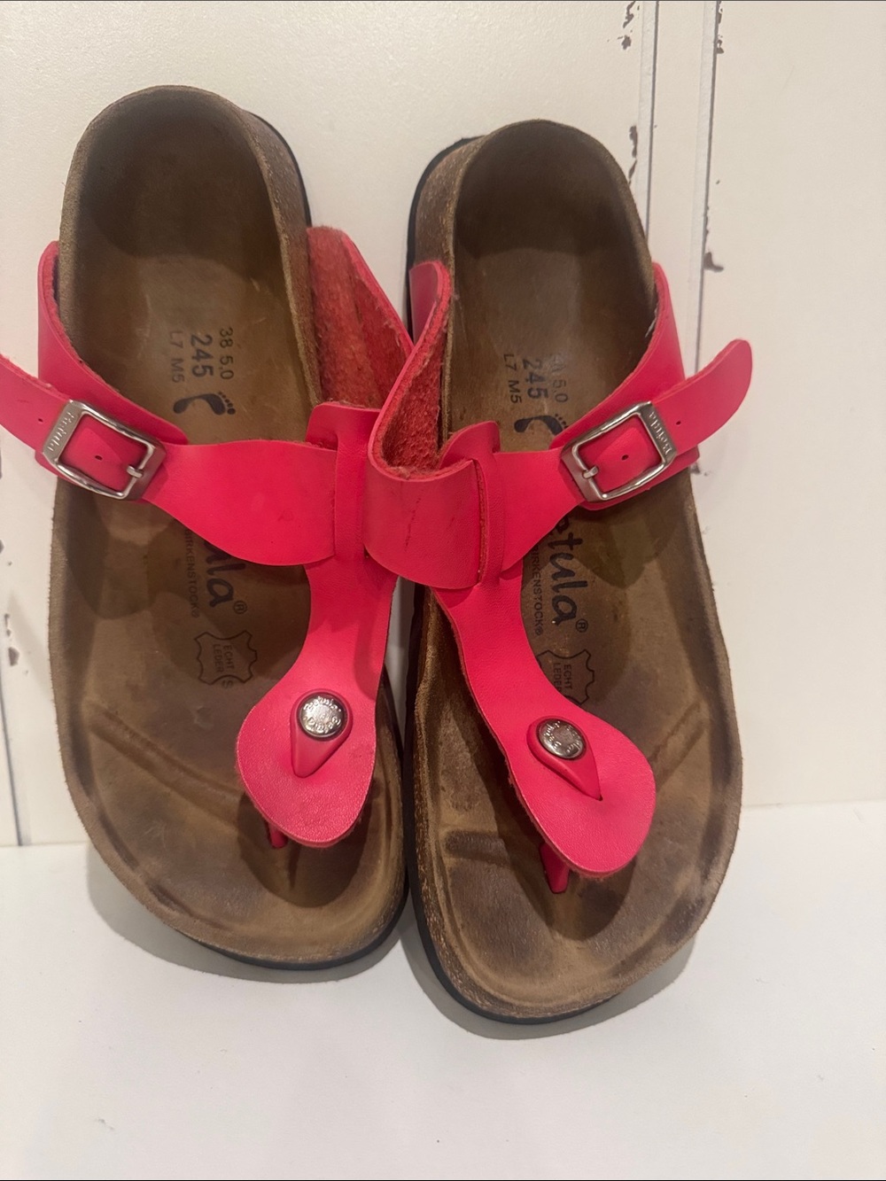 Betula by Birkenstock pink 38 5,0 L7 M5 thong sandals luxury